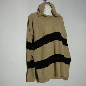 White + Warren Cashmere Sweater Medium Large Beige Black Hoodie Pullover